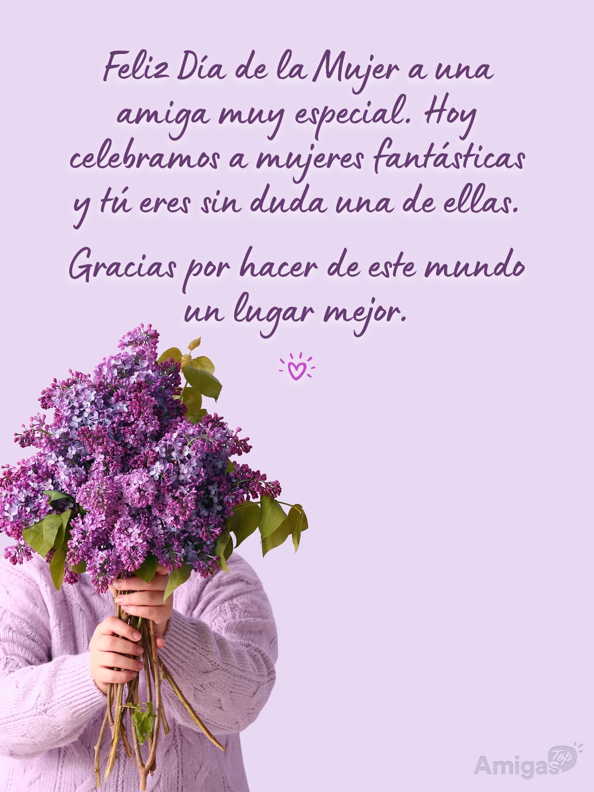 Frases y mensajes para compartir  el Día de la Mujer: Feliz Día de la Mujer a una amiga muy especial. Hoy celebramos a mujeres fantásticas y tú eres sin duda una de ellas.
Gracias por hacer de este mundo un lugar mejor.